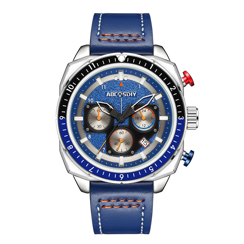 Multifunctional waterproof quartz watch for sports and leisure