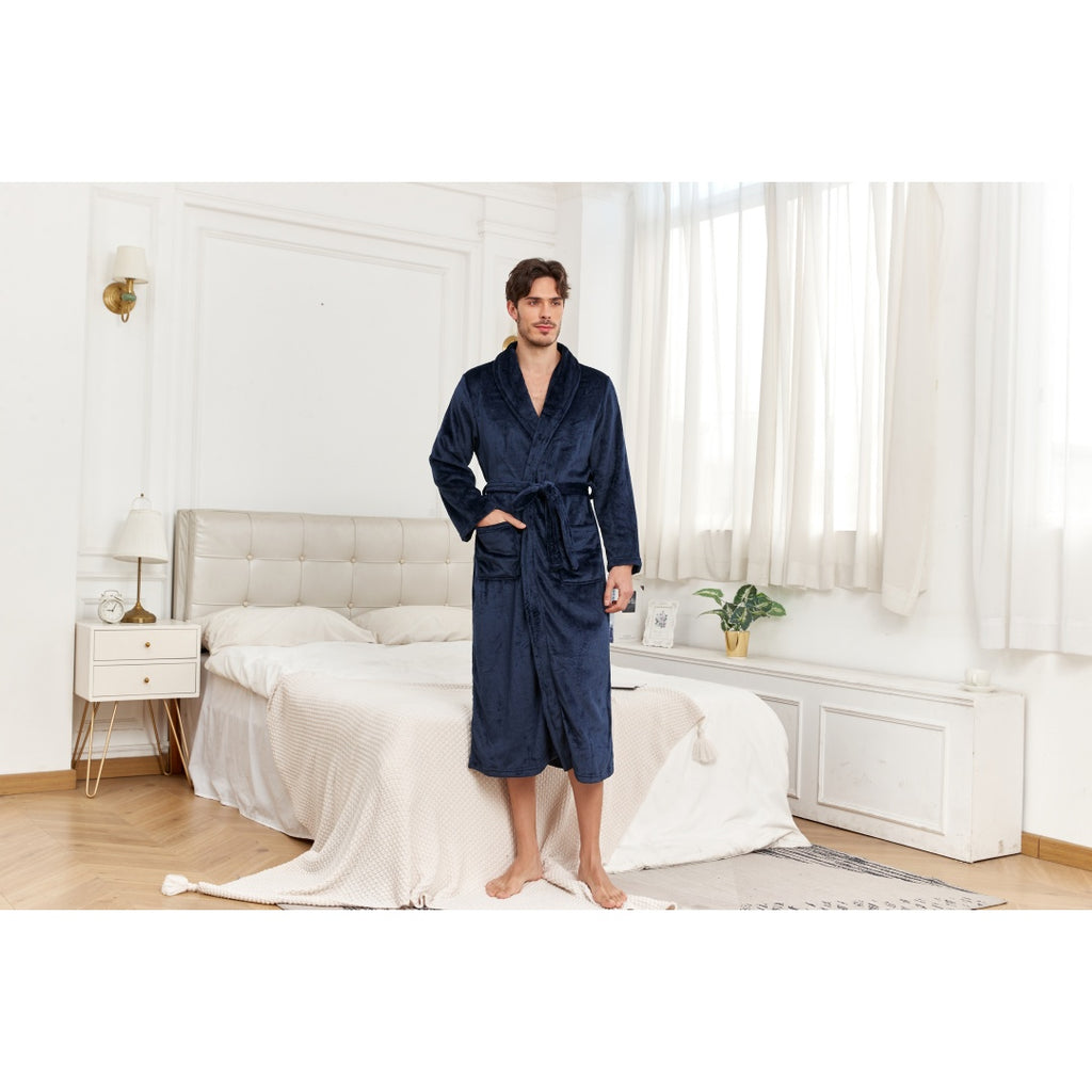 RONGTAI Hommes peluche longue robe doux et chaud complet peignoir