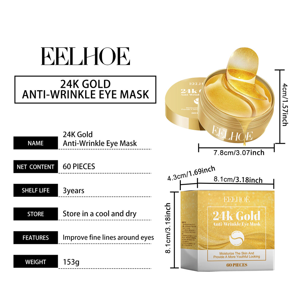 Masque à yeux dorés 24K 60pcs 1 boîte