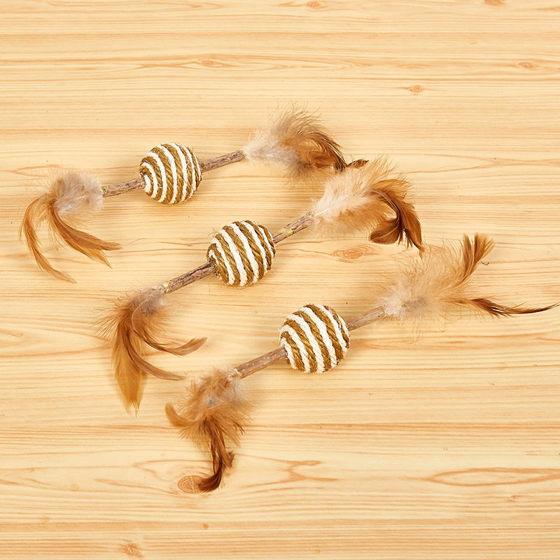 Feather Sisal Polygonum Multiflorum Auto-pet Cat Supplies Molar Dent Toy