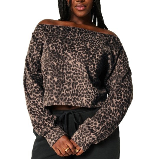 Sweatshirt casual léopard imprimé pour dames
