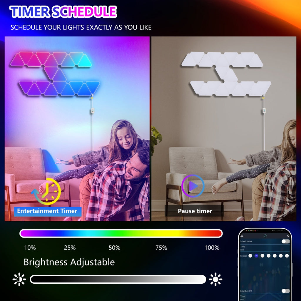 Panneaux lumineux triangulaires de 20 paquets - Smart RGB LED Lights with App & Remote - Music Sync