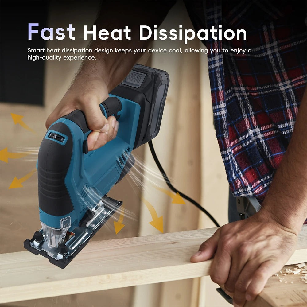 21V 300W Machine à couper le bois sans pinces Sciage électrique sans fil avec lame réglable Woo