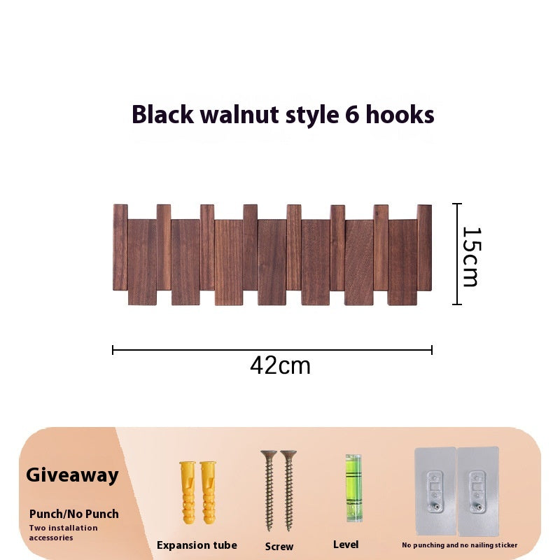 Vêtements Crochet mural Entrée Hallway Hanger sans punch en bois massif Clés créatives Clot