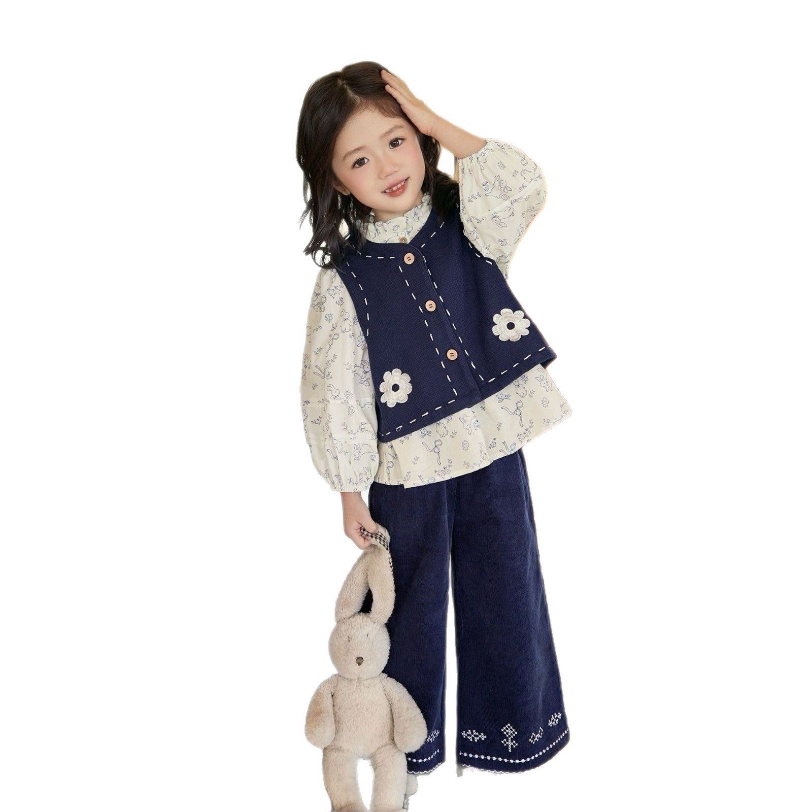 Style Vest Shirt pour les petites filles fashionable Ensemble de trois pièces