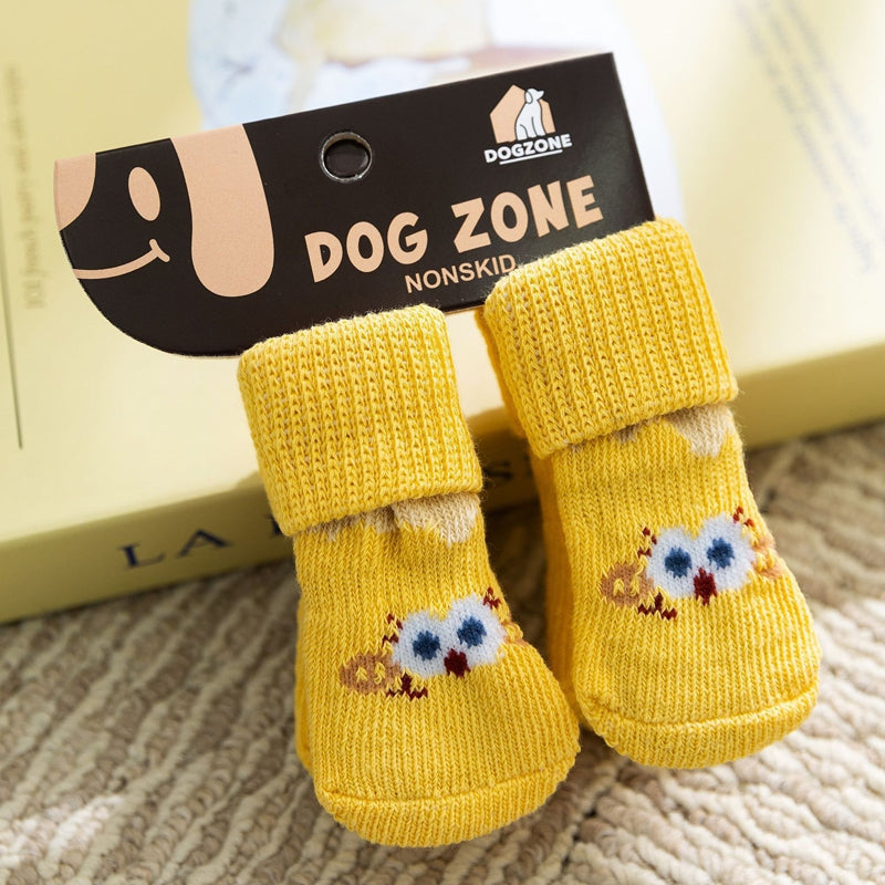 Chaussettes pour animaux, tubes longs, chaussettes antidérapantes et antidérapantes pour chiens, quatre paires, chaussures de chien