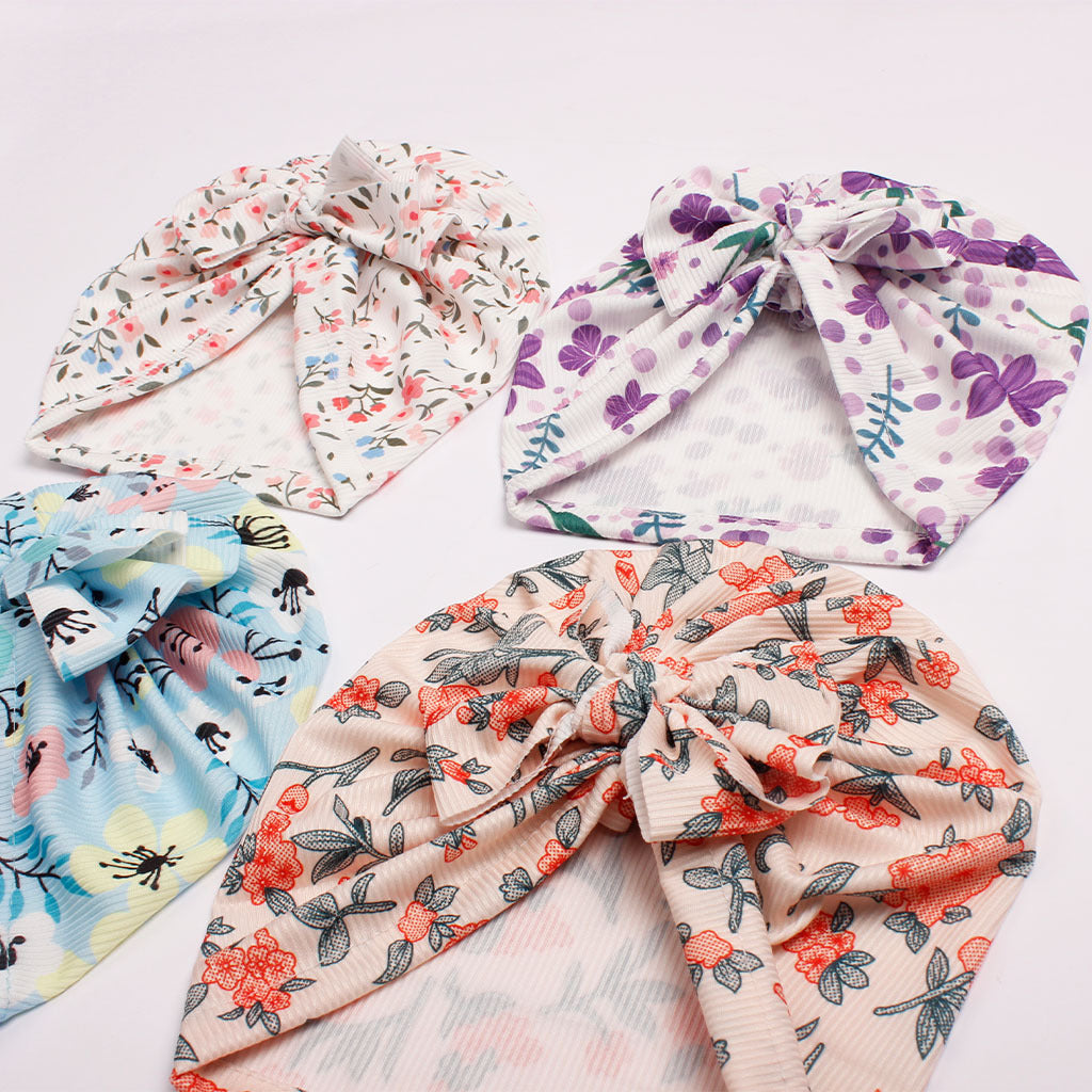 Chapeau Polyester Bébé Bow Impression Créative Chapeau Filles Bébé Chapeau