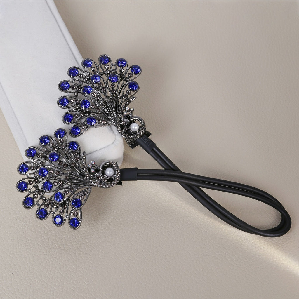 Retro Blue Peacock Style Diamond Clip perle clouté Exquisement élégant pour les courbes et