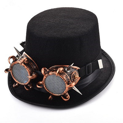 Lunettes de rivet Steampunk Chapeau supérieur Goth Punk Chapeau magique Accessoires de vêtements rétro