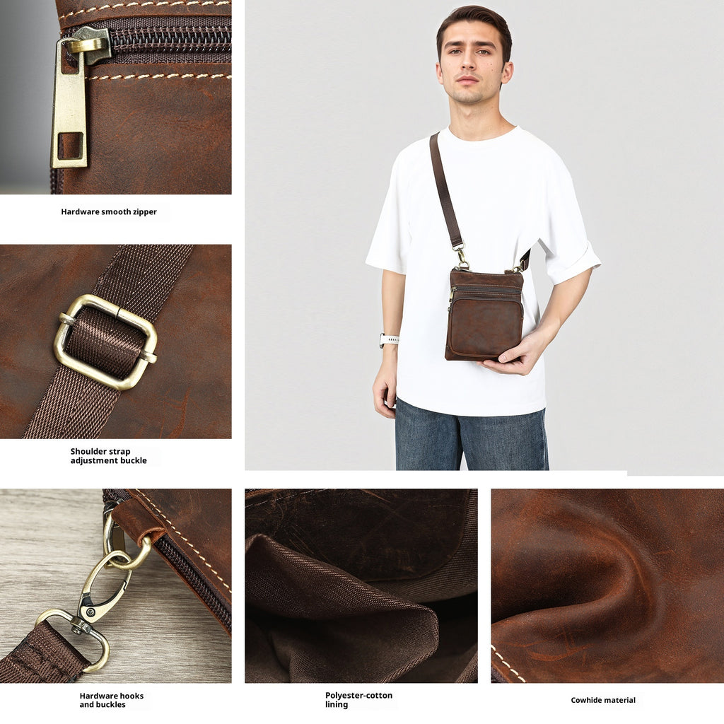 Crazy Horse Cuir Outdoor Retro Loisirs Crossbody Bag
