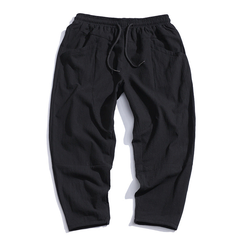 Pantalons de Harem coupés en lin de coton allongé