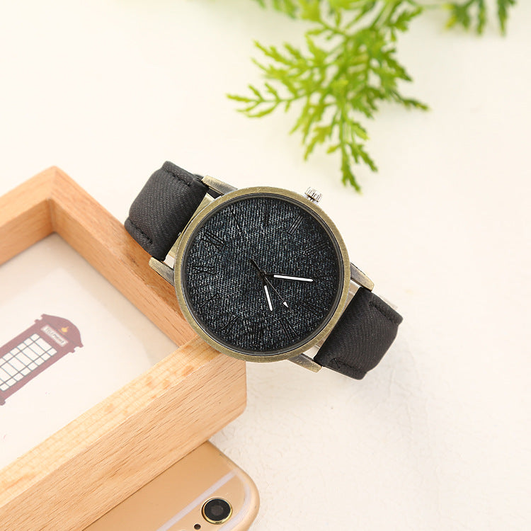 Montre Quartz Ceinture Denim Casual Femme