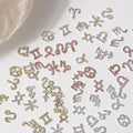 12 Stickers Filigrane Zodiac Art Accessoires Alliage Strass 3D pour Decorat de Nail Bricolage