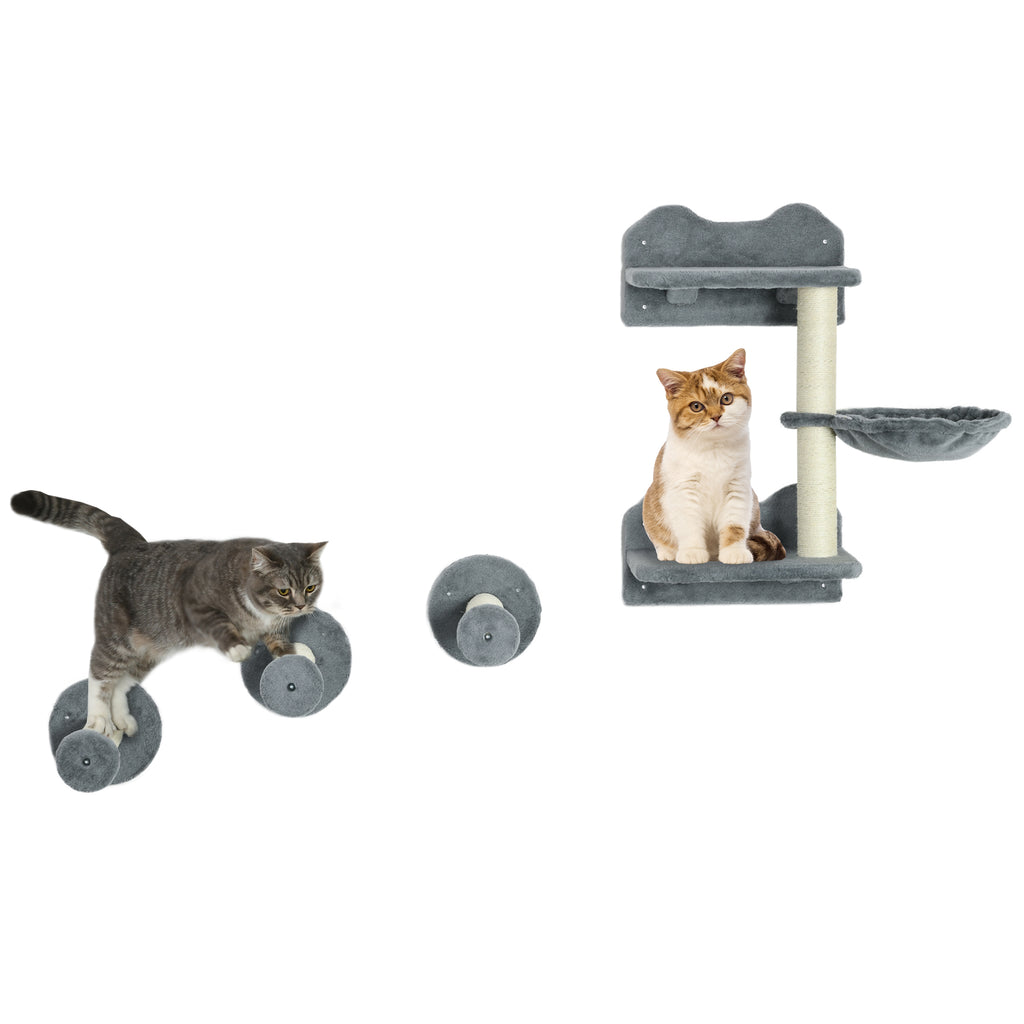 Étagère pour chats de 4 pièces avec poste à gratter
