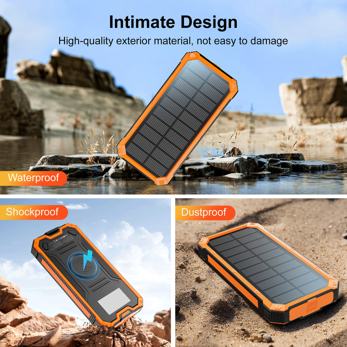 Chargeur solaire externe étanche sans fil