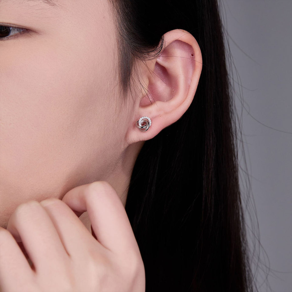 S925 Boucles d'oreilles Sterling Silver Love Knot Stud
