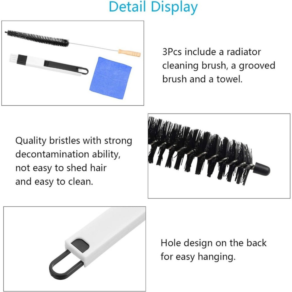 Ensemble de nettoyage de radiateur 3 pièces avec brosse à fente