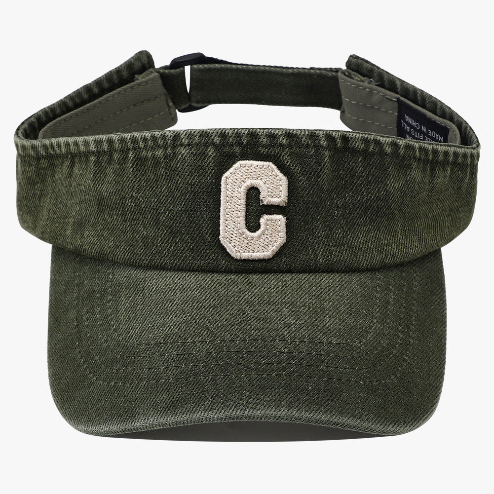Broderie lavée simple Lettre tridimensionnelle C Chapeau rond pour usage extérieur