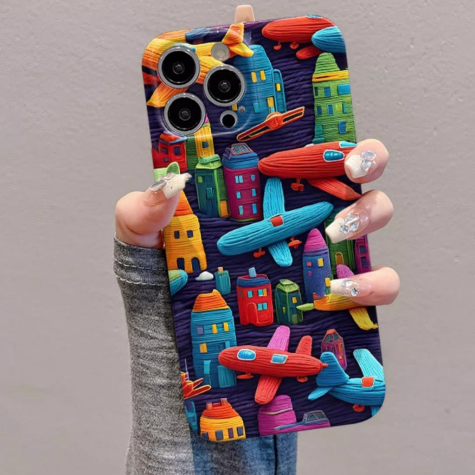 Peinture à l'huile Cas de téléphone d'avion minimaliste