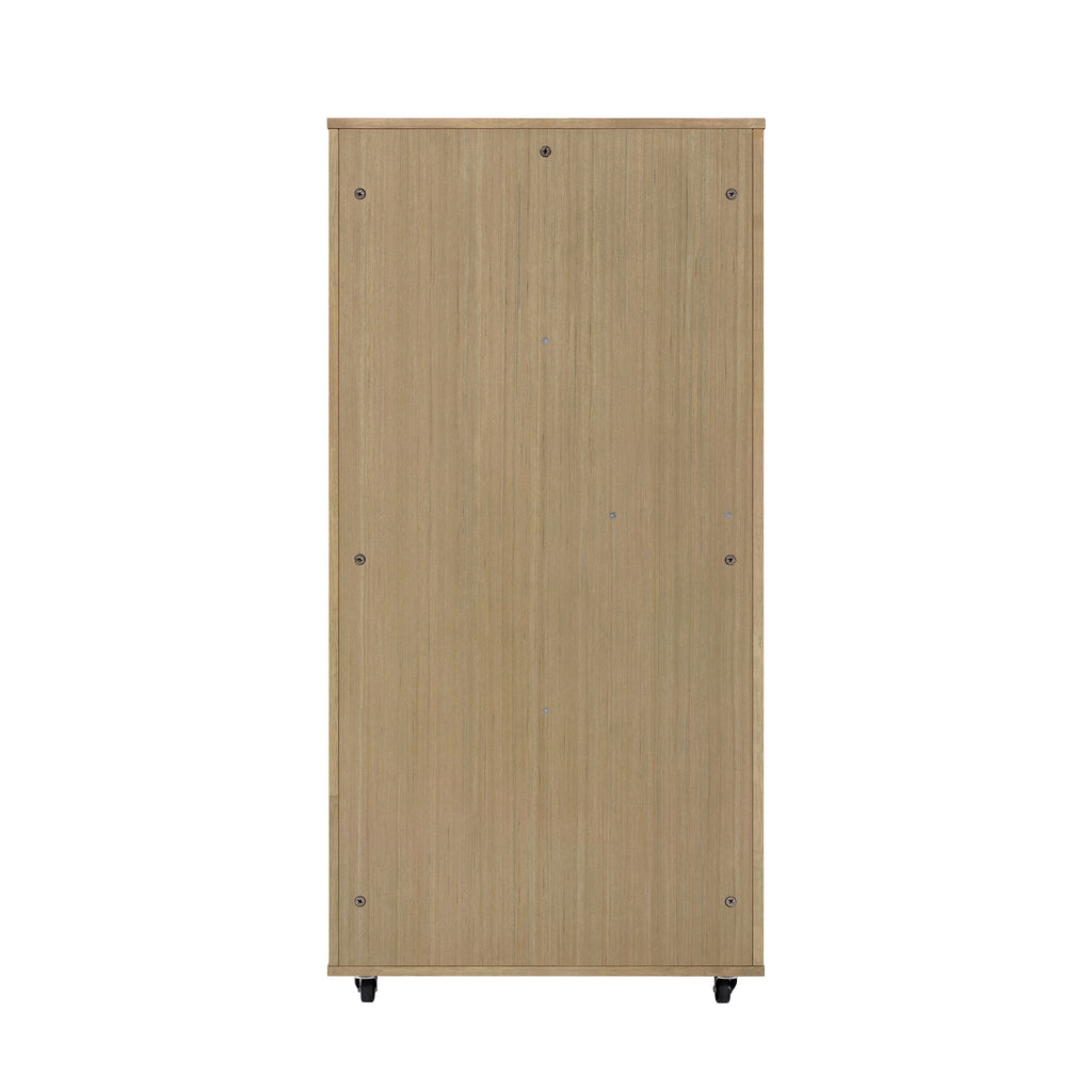 Armoire de chat en bois de caoutchouc Basia avec roues