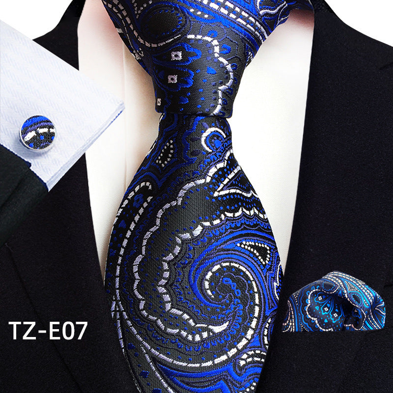Paisley Tie Square Scarf Pocket Square Cufflinks Ensemble de trois pièces