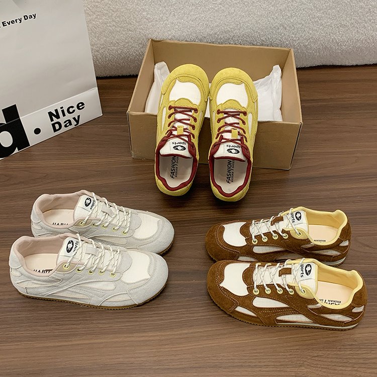 Retro Style Couleur Blocked Round Toe Dentelle Up Allemand Chaussures de formation pour femmes au printemps
