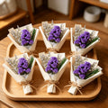 Ensemble de 6 mini Bouquets de fleurs séchées pourpre avec Forget-Me-Pas pour décoration et party Su