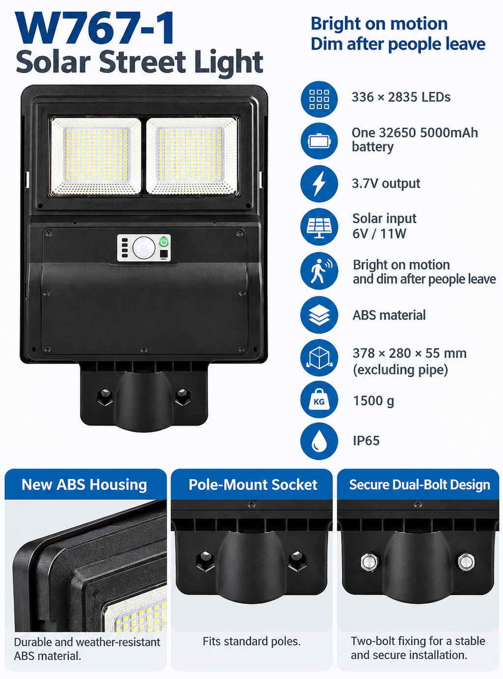 Solar Powered Motion Sensor Waterproof Garden Light W767 1 Pour Yard Decoration LED Landsca