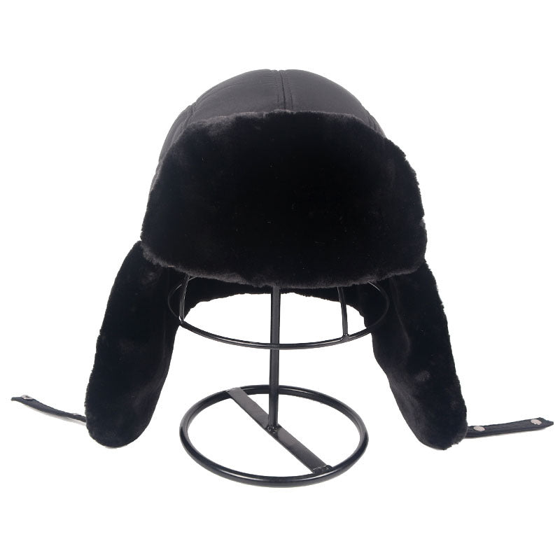 Plus Velvet épais chaud et coupe-vent Lei Feng Hat protection oreille noire