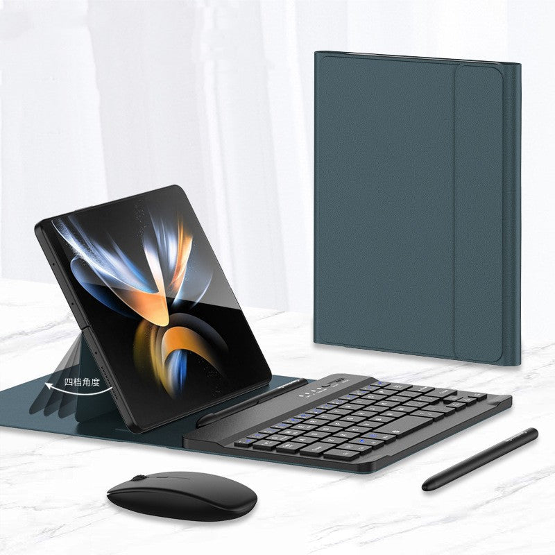 Clavier sans fil pliant Étui en cuir pliant Téléphone mobile Porte-clés Creative Bluetooth Mous