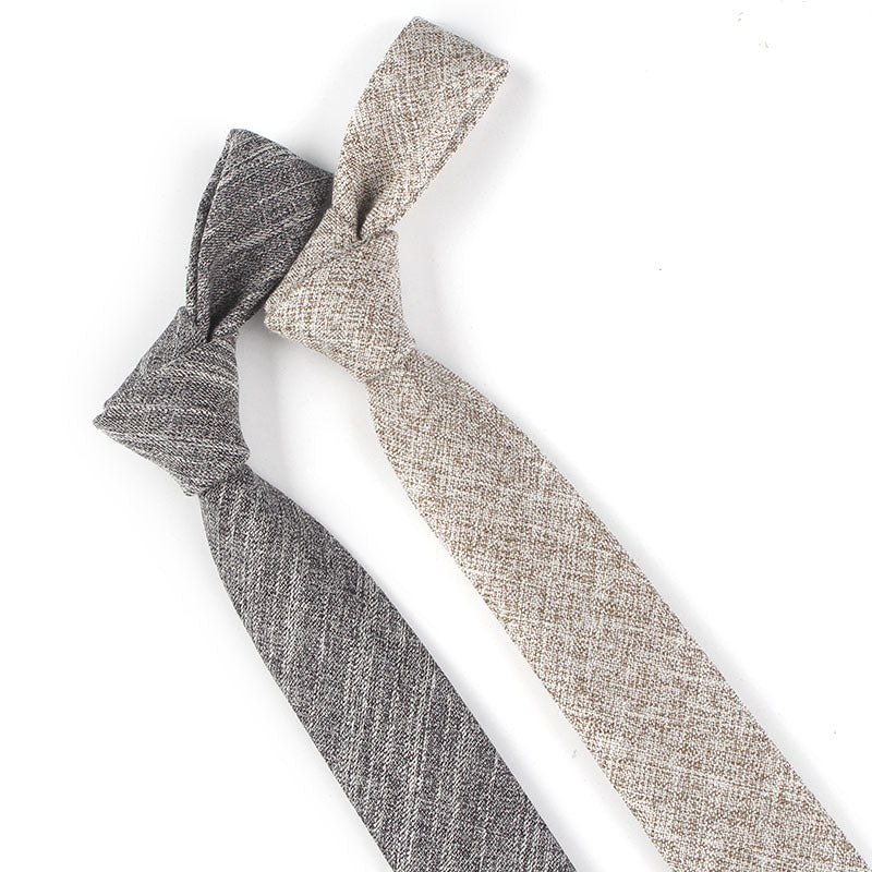 Solide Couleur Coréen Style Narrow Coton Homme 6cm Formel Porter Affaires Casual Mariage Tie