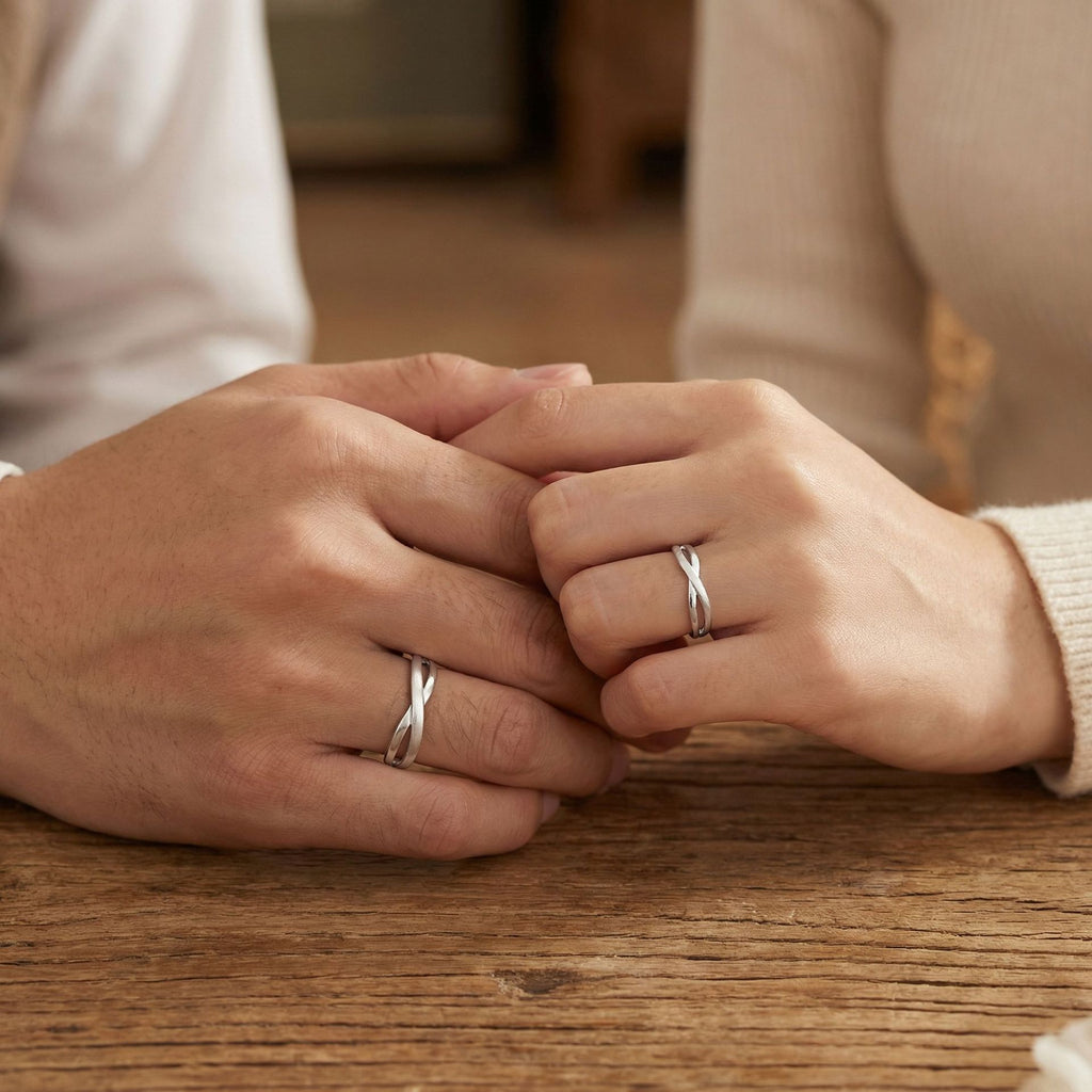 S925 Argent Sterling Mbius Style coréen pour couples unisexe