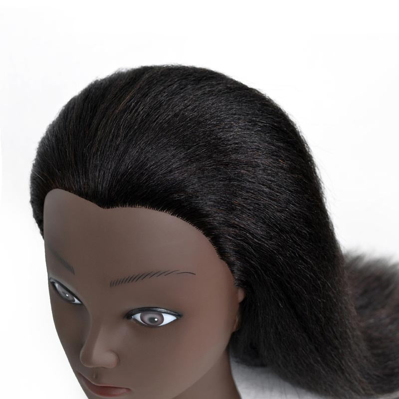 Véritable cheveux foncé tête forme mannequin noir tête