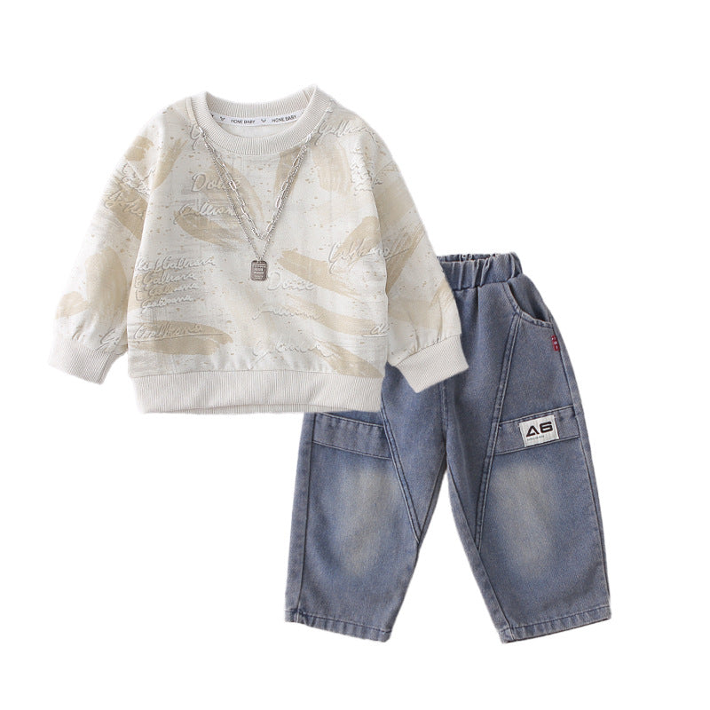 Garçons de printemps à manches longues Hoodie et Pantalons ensemble