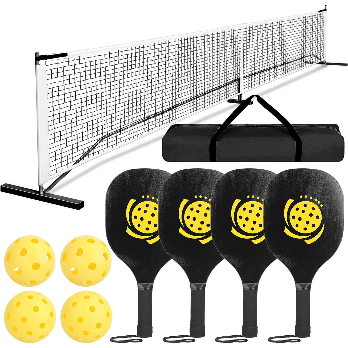 Set de filet de pickleball portable de taille de règlement 22ft Système de filet de pickle avec 4 pickleb