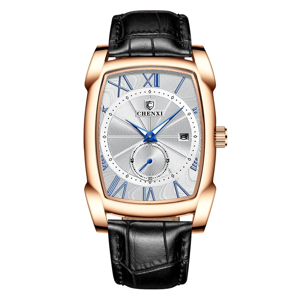 Carré hommes calendrier lumineux Mode Quartz montre