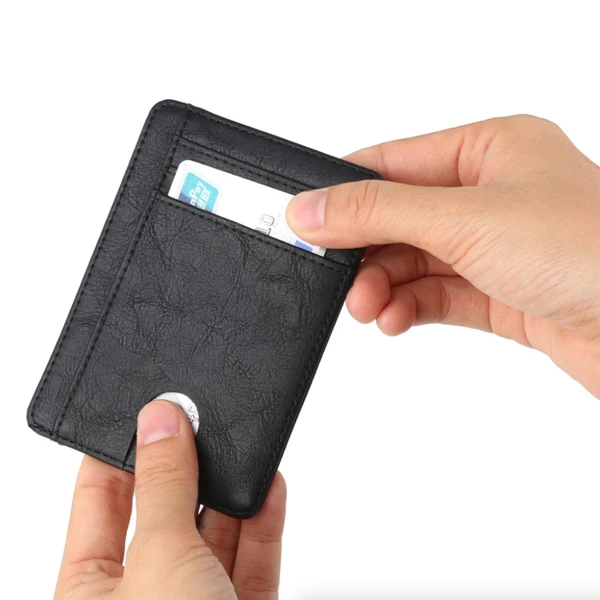 Mens cuir Slim Wallet Carte de crédit titulaire RFID Blocage Pocket ID argent PU USA