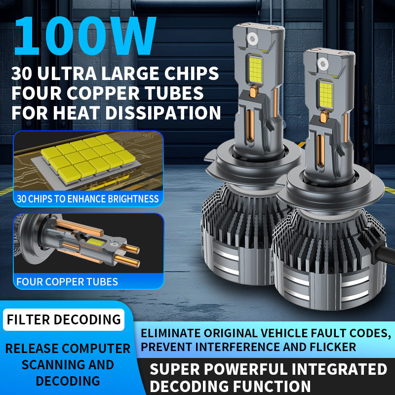 Full Decoding Car phare LED 9005 High Low Beam Ampoule LED Universal H4 H7 phare automatique