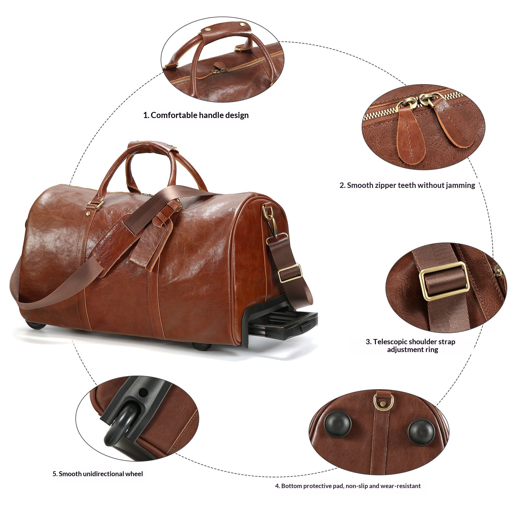 Sac de voyage en cuir de cheval fou