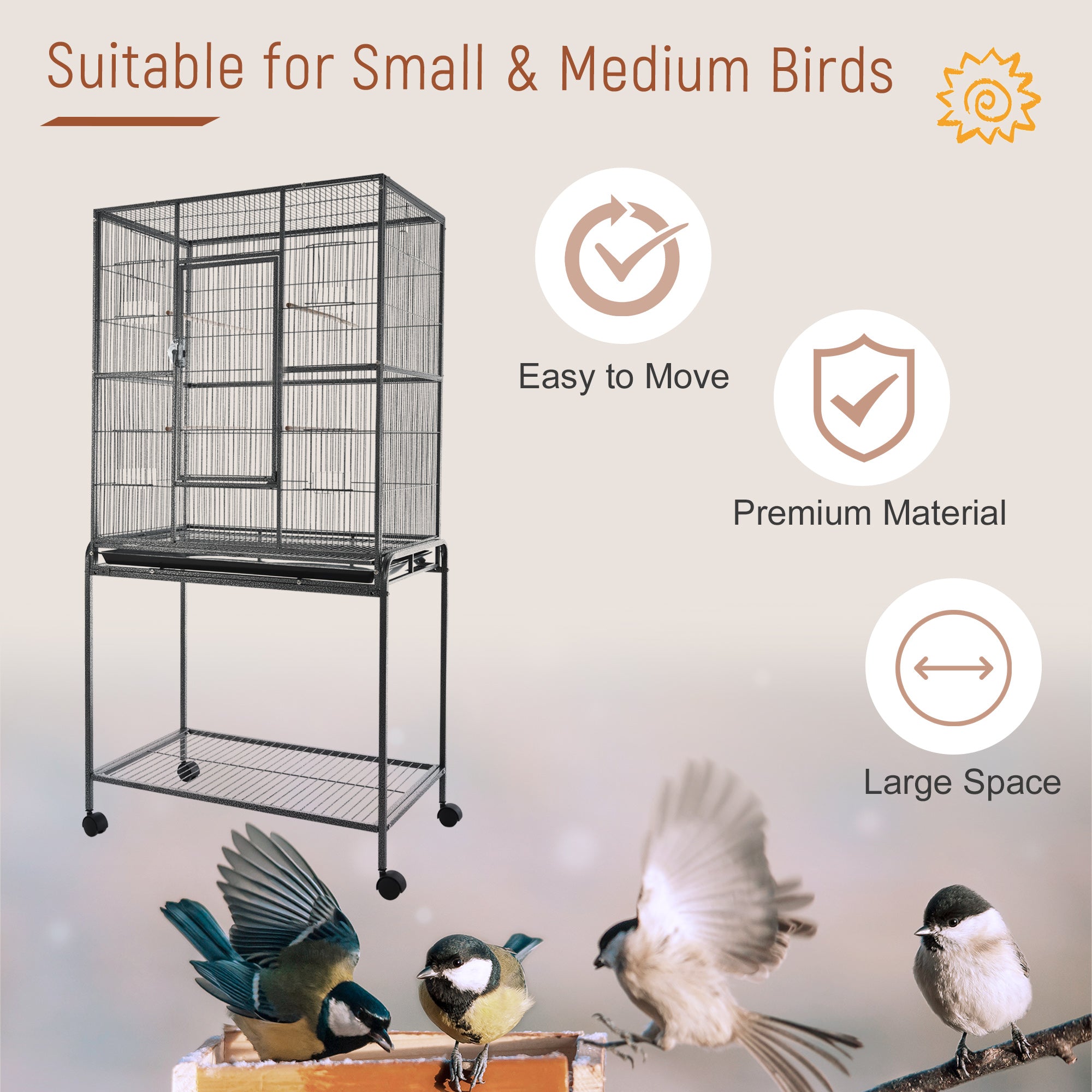 30" d'alimentation en cage en métal avec support de roulement amovible