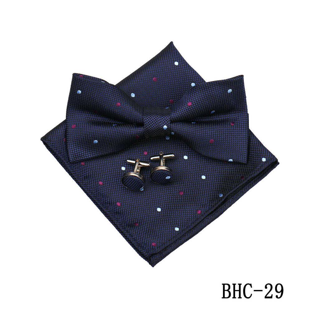 Mens Paisley Bow Tie Pocket Square et Cufflinks