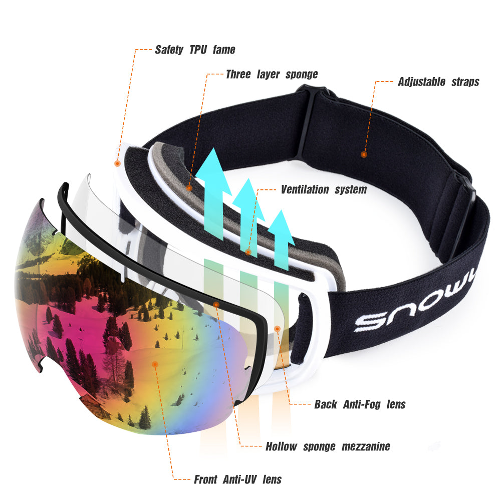 Lunettes de ski anti-fog double couche