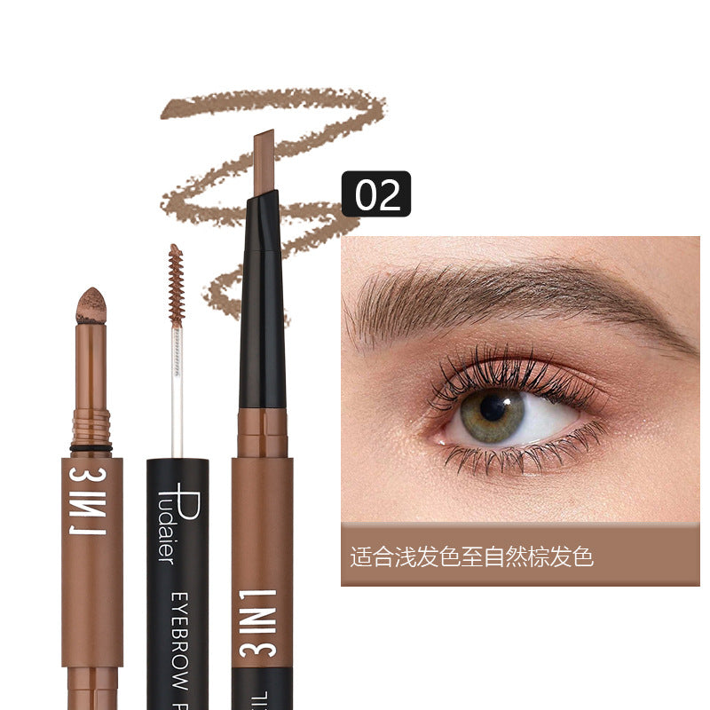 Crayon à sourcils étanche Triangle double tête en trois en un