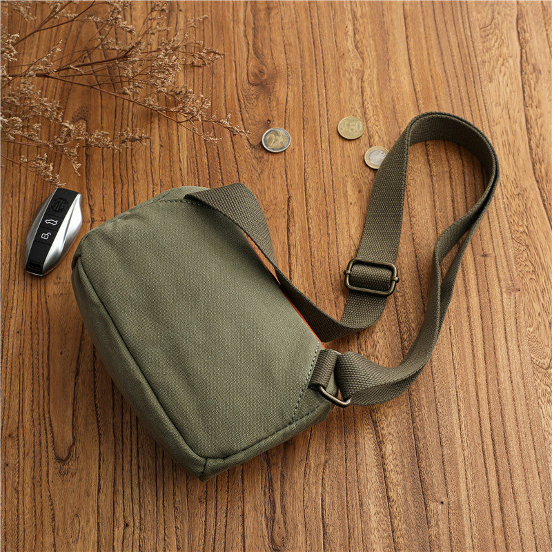 Minimalist Niche Artistic Street-Style Vintage Pure Cotton Canvas Crossbody Sac