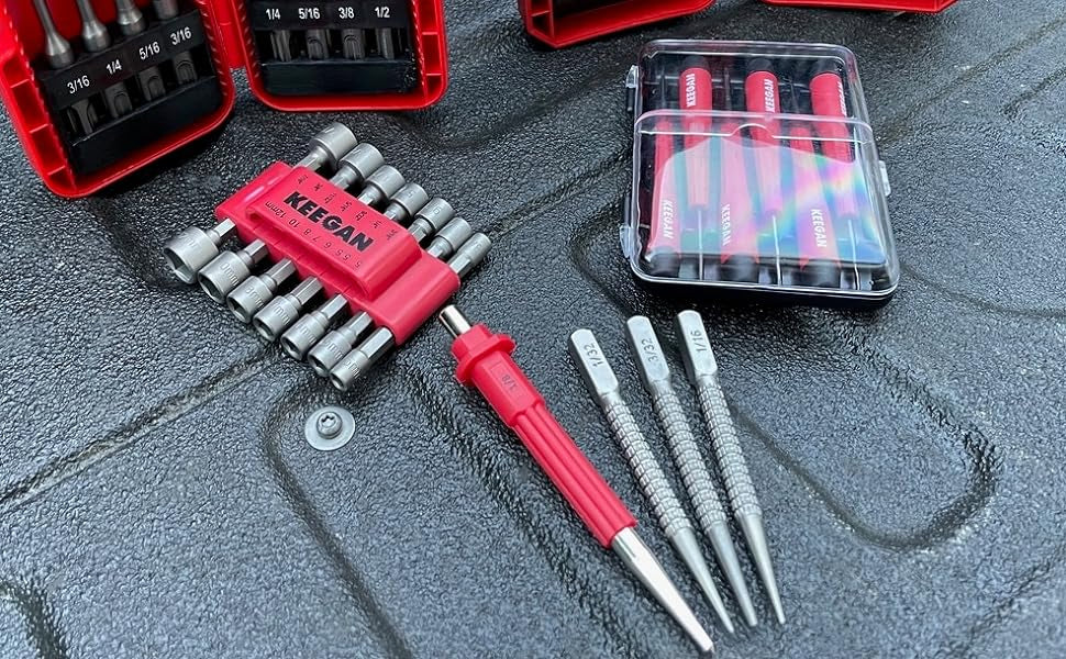 4 pièces de clou Setter & Center Punch Set 4" Wood Metal Super Impact Resistance USA