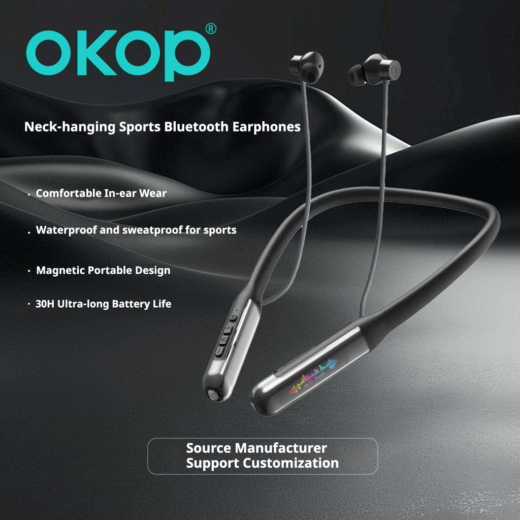 KP-258 Meilleures ventes de bande de collier Bluetooth Earphones Magnetic Digital Display In-Ear Bas Laten