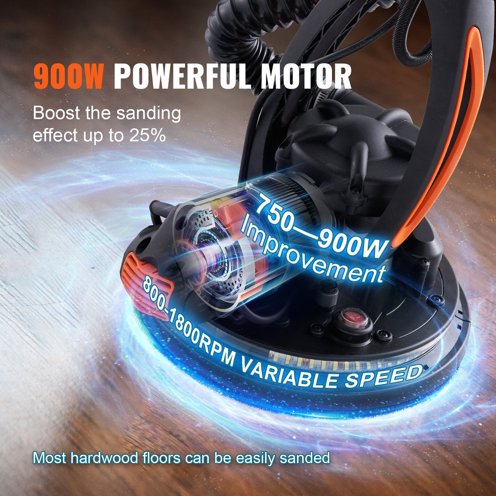 VEVOR Sander à paroi sèche 900W Brush Motor 800-1800RPM Vitesse variable et auto-aspiration