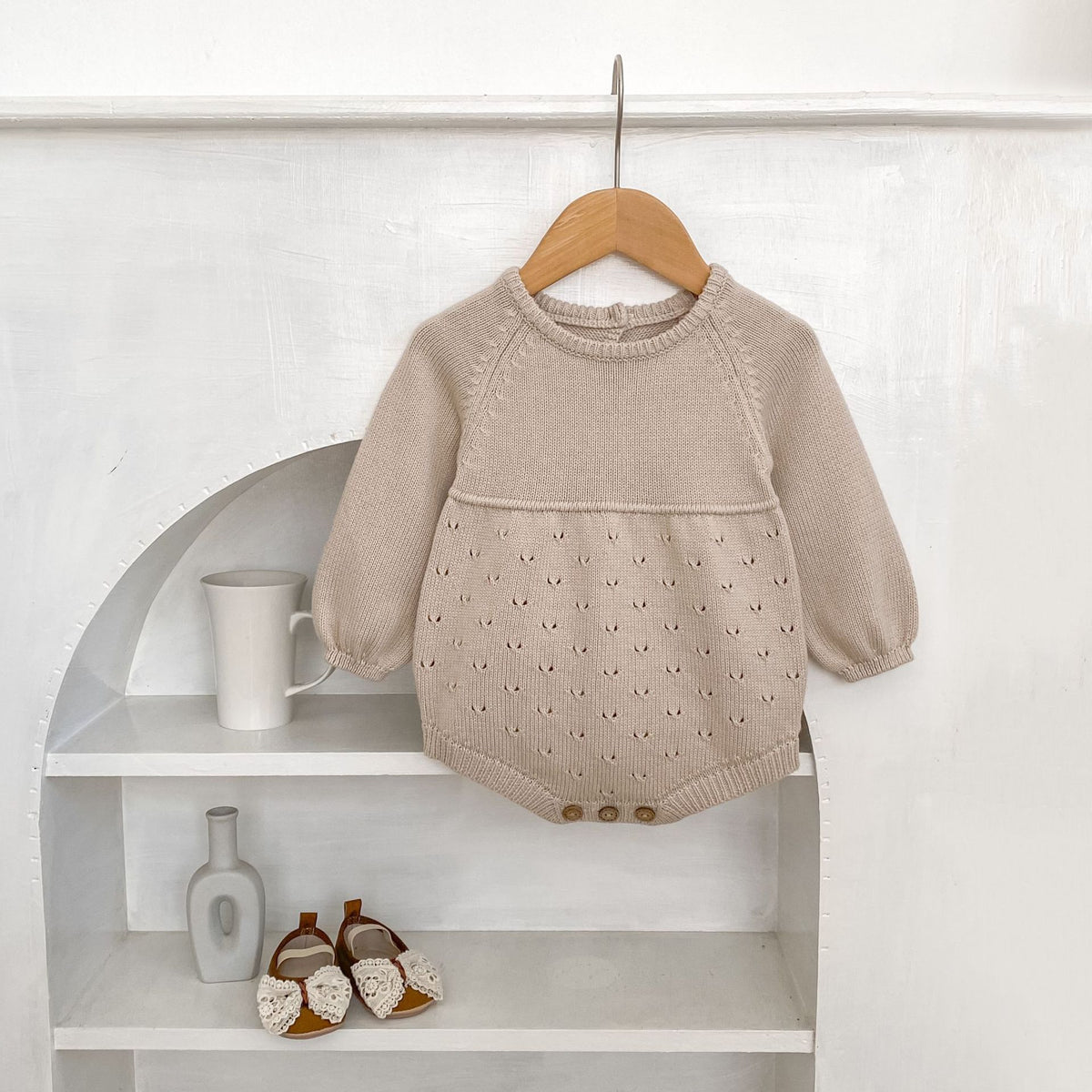 Maillot de saut à manches longues tricoté bébé Hollow