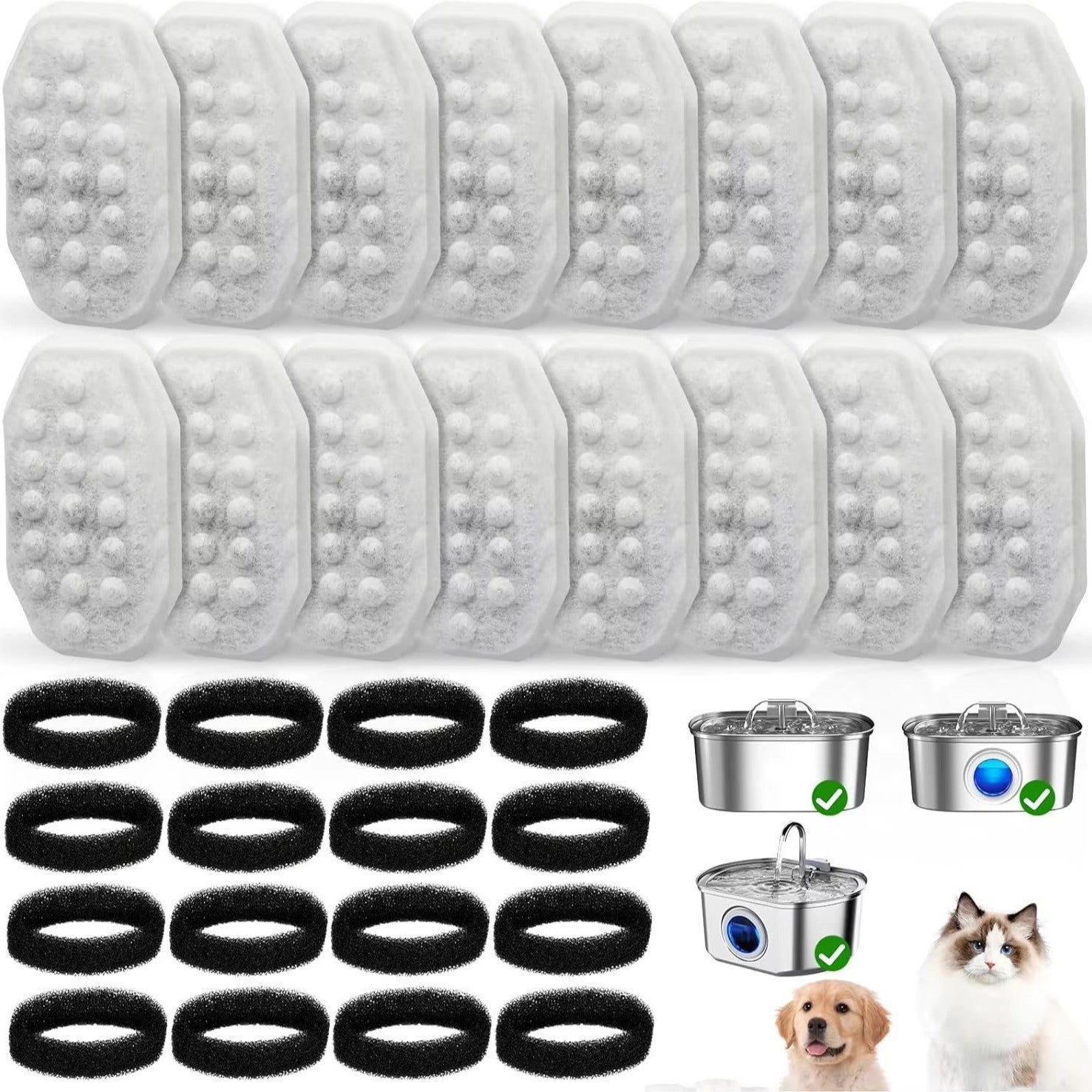 Acier inoxydable Dispensateur d'eau pour animaux Filtre élément activé en coton carbone