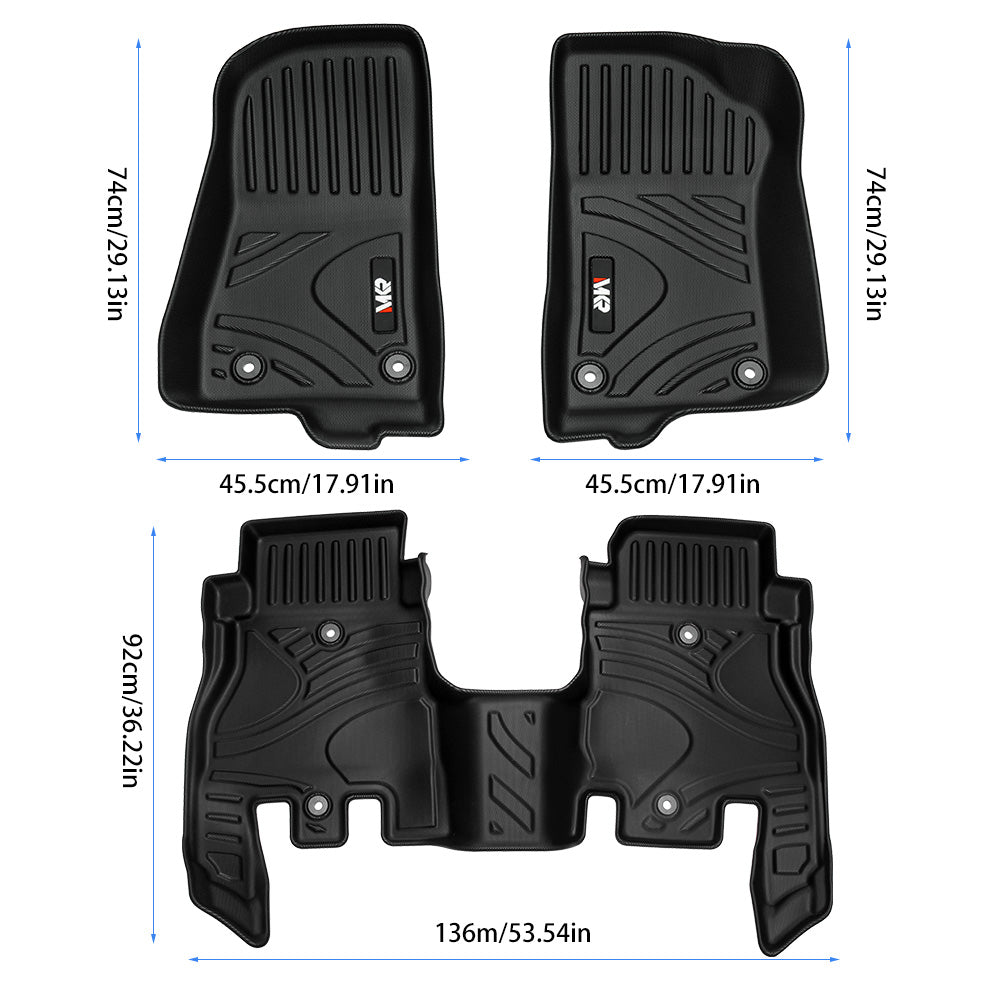 MKR imperméable et résistant aux taches tapis de voiture TPE noir 3 PCS pour jeep Wrangler JL 201